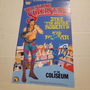 Jake The Snake Roberts Autographed Mini Poster Blue Ink No COA